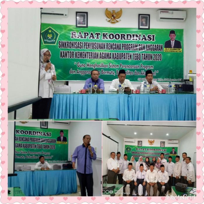TINGKATKAN KWALITAS SISTEM PERENCANAAN PROGRAM   KEPALA MTsN 3 TEBO IKUTI RAPAT KOORDINASI PERENCANAAN PROGRAM 2020