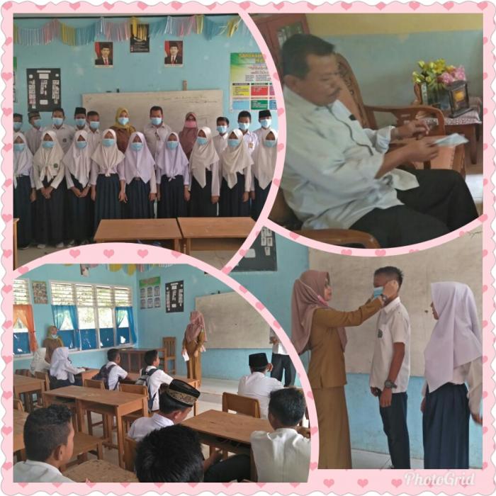 KABUT ASAP MAKIN TEBAL MTsN 3 TEBO TERIMA BANTUAN MASKER DARI PUSKESMAS TELUK SINGKAWANG SUMAY